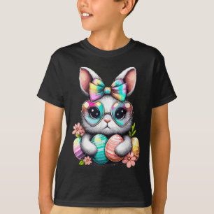 Camiseta Día de Pascua Rabbit Cute Face Tie Dye Eggs Chicas