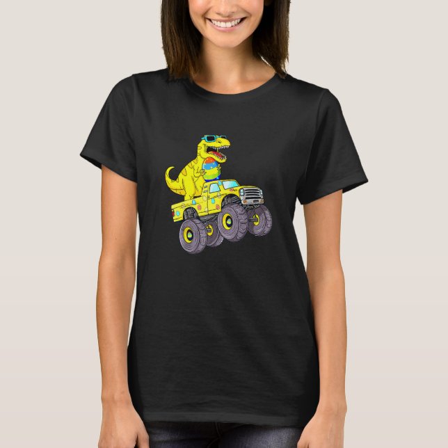 Camiseta Día De Pascua Rex Dino Monstruando Un Camión Boys  (Anverso)