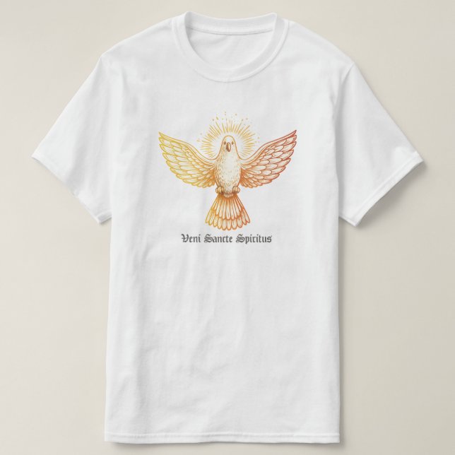 Camiseta Día de Pentecostés Alas de Fuego Pájaro Oro Llama  (Diseño del anverso)