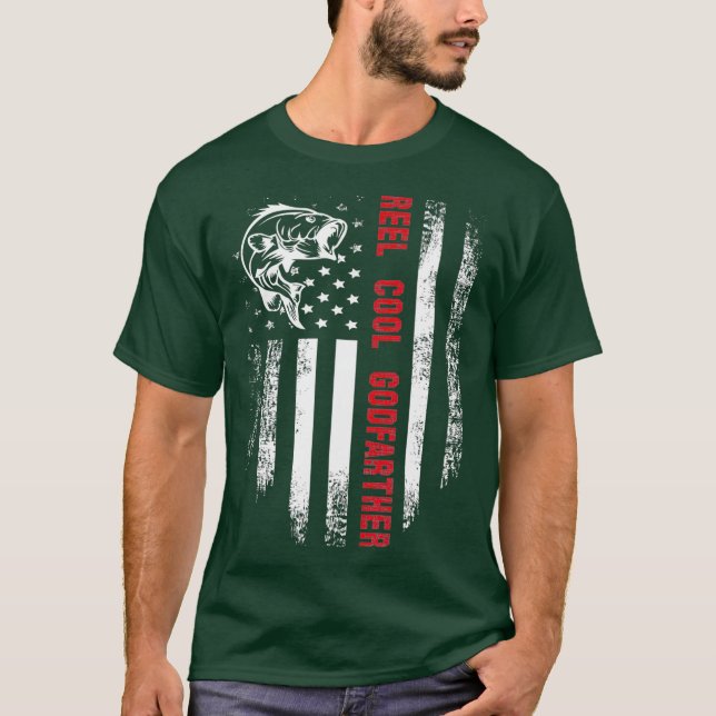 Camiseta Día de pesca de la bandera estadounidense del padr (Anverso)