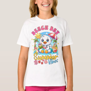 Camiseta Día de Playa Vibraciones de Verano Pato Lindo Vaca