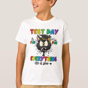 Camiseta Día de prueba de gatos está bien, estoy bien, todo