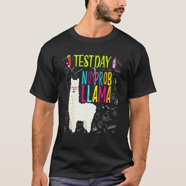 Camiseta Día de prueba divertido sin problema llama (Anverso)