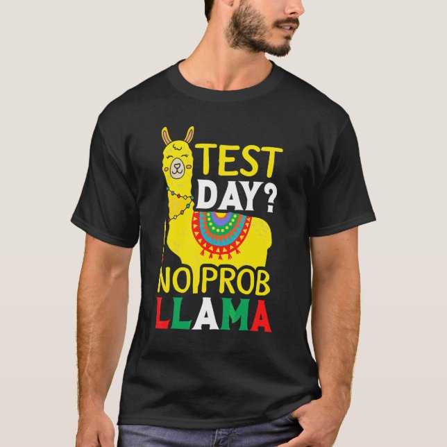 Camiseta Día de prueba No Prob Llama Test Teacher Testing D (Anverso)