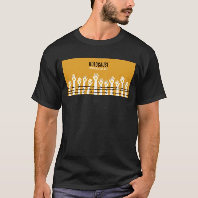 Camiseta Día de Recuerdo del Holocausto con las manos en al (Anverso)
