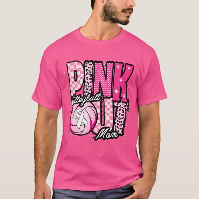 Camiseta Día de salida de mamá de voleibol rosa (Anverso)