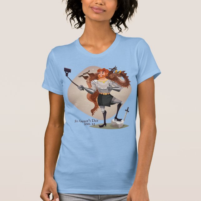 Camiseta Día de San Jorge, selfie con un dragón (Anverso)