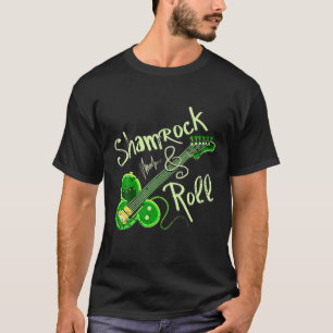 Camiseta Día de San Martín Irlandés Shamrock Roll Guitar Mu