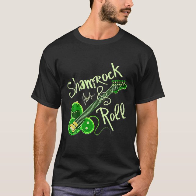 Camiseta Día de San Martín Irlandés Shamrock Roll Guitar Mu (Anverso)