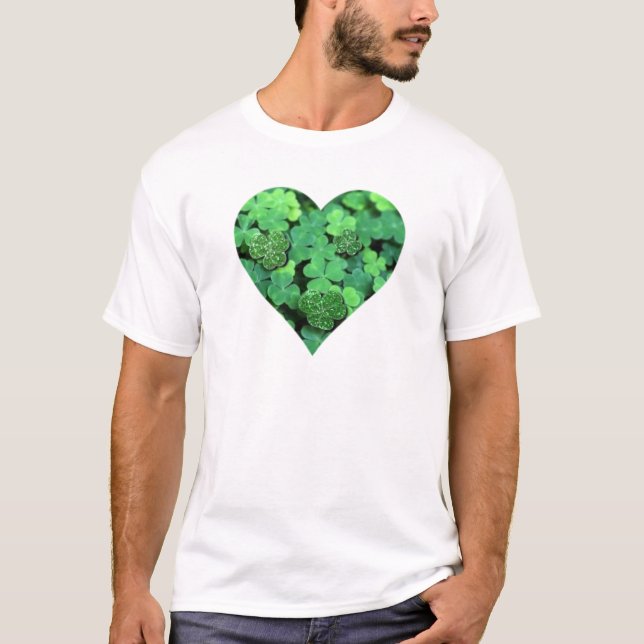 Camiseta Día de San Patentes, shamrock verde, corazones irl (Anverso)