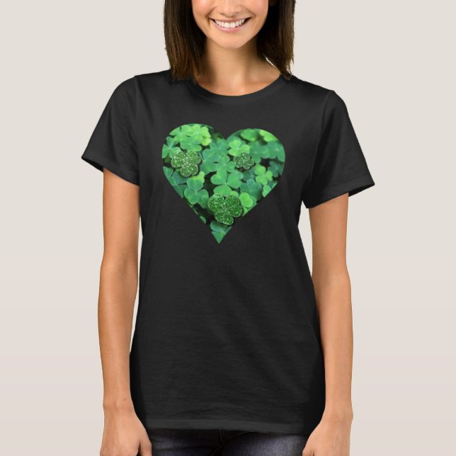 Camiseta Día de San Patentes, shamrock verde, corazones irl (Anverso)