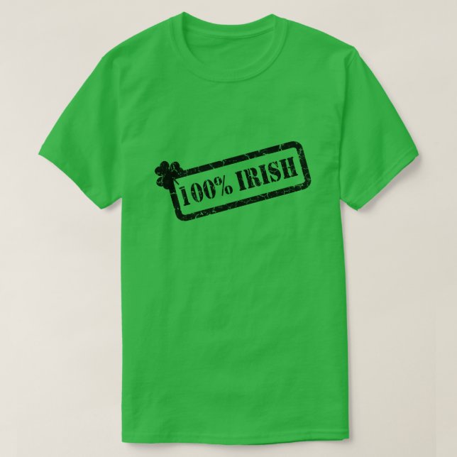 Camiseta Día de San Patricio 100% Irlandés Shamrock Green M (Diseño del anverso)