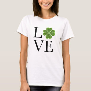 Camiseta Día de San Patricio   Amor   purpurina verde shamr