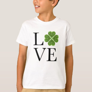 Camiseta Día de San Patricio   Amor   purpurina verde shamr