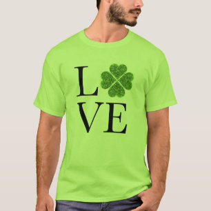 Camiseta día de San Patricio   Amor   trébol de lentejuelas