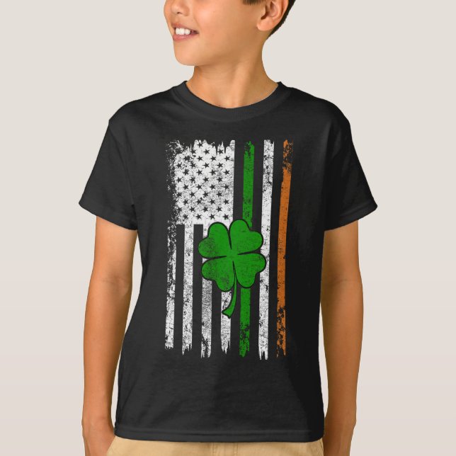 Camiseta Día de San Patricio Bandera Americana Irlandesa Re (Anverso)
