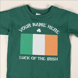 Camiseta Día de San Patricio Bandera de Irlanda Nombre Pers