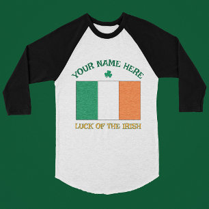 Camiseta Día de San Patricio Bandera de Irlanda Nombre Pers