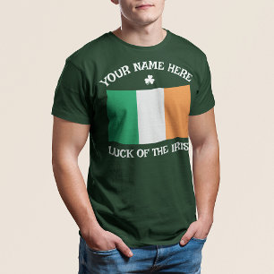 Camiseta Día de San Patricio Bandera de Irlanda Nombre Pers