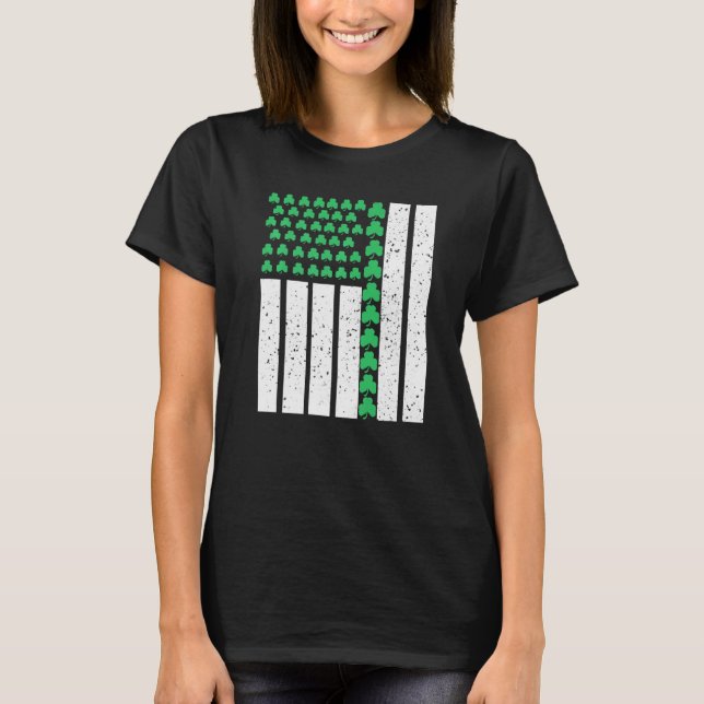 Camiseta Día de San Patricio Bandera Estadounidense Irlande (Anverso)