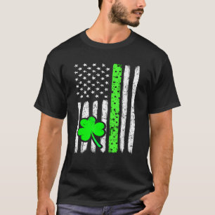 Camiseta Día de San Patricio Bandera Estadounidense Irlande