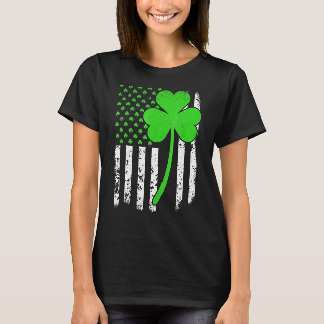 Camiseta Día de San Patricio Bandera Irlandesa Estadouniden (Anverso)