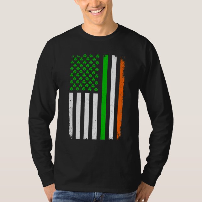 Camiseta Día de San Patricio Bandera irlandesa Estadouniden (Anverso)