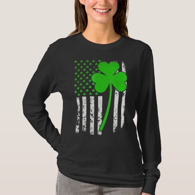 Camiseta Día de San Patricio Bandera Irlandesa Estadouniden (Anverso)
