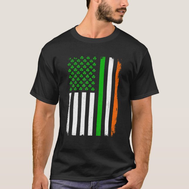 Camiseta Día de San Patricio Bandera Irlandesa Estadouniden (Anverso)