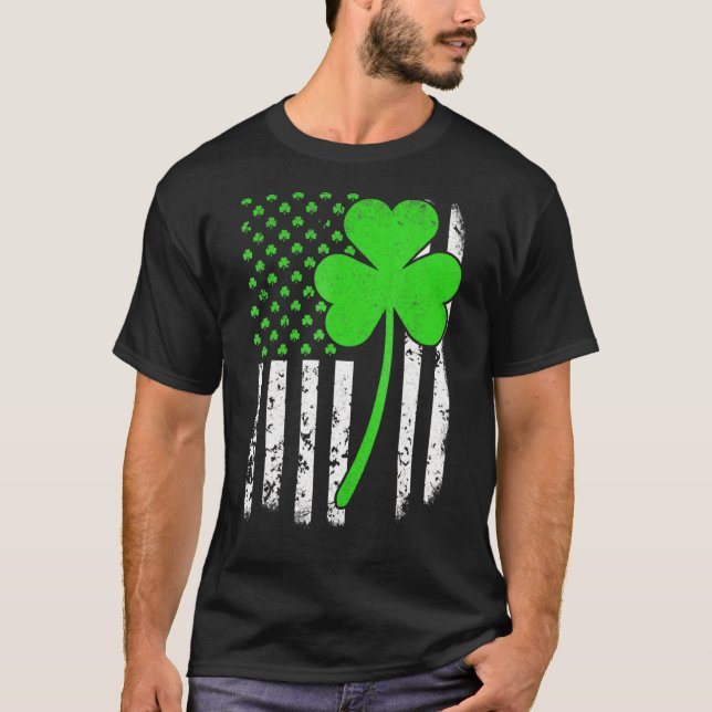 Camiseta Día de San Patricio Bandera Irlandesa Estadouniden (Anverso)