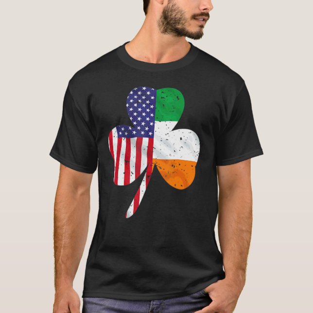 Camiseta Día de San Patricio Bandera irlandesa Estadouniden (Anverso)