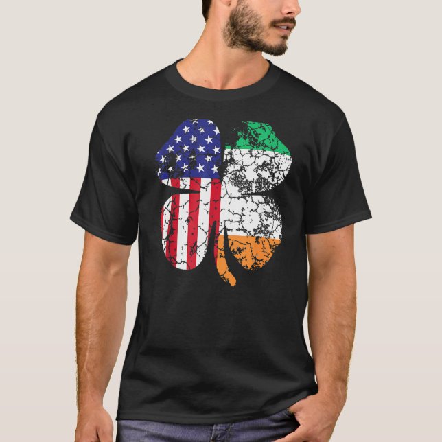 Camiseta Día de San Patricio Bandera irlandesa Estadouniden (Anverso)