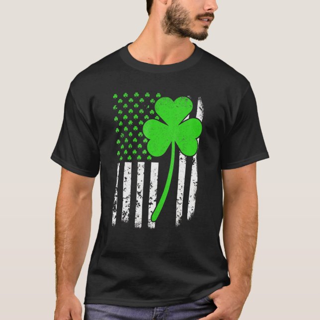 Camiseta Día de San Patricio Bandera Irlandesa Estadouniden (Anverso)