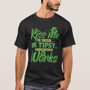 Camiseta Día de San Patricio, bésame soy irlandés o tipsy q