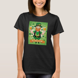 Camiseta Día de San Patricio Cerveza de doble puño leprecha