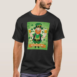 Camiseta Día de San Patricio Cerveza de doble puño leprecha