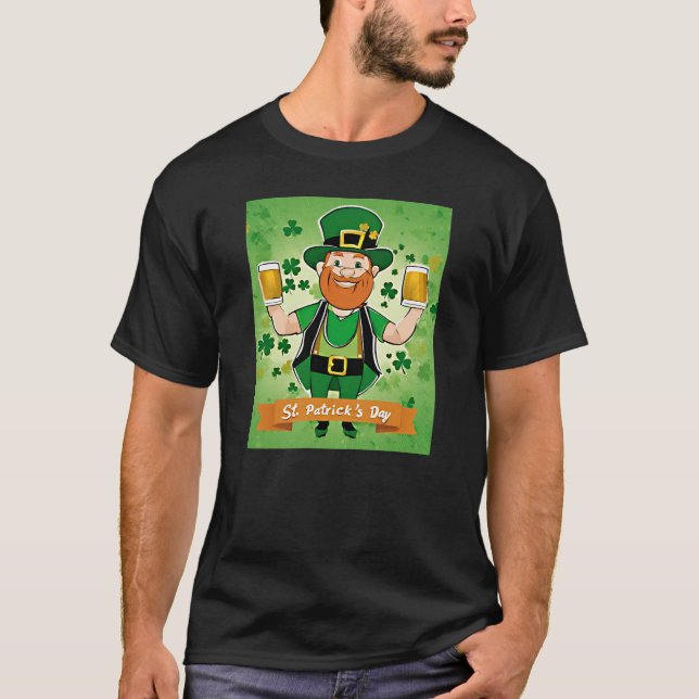 Camiseta Día de San Patricio Cerveza de doble puño leprecha (Anverso)