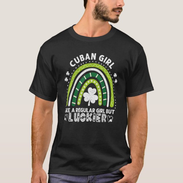 Camiseta Día De San Patricio Chica Cubano Gracioso Shamrock (Anverso)