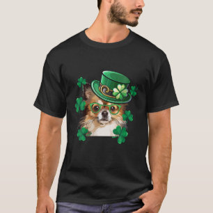 Camiseta Día de San Patricio Chihuahua Leprechaun Mascota P