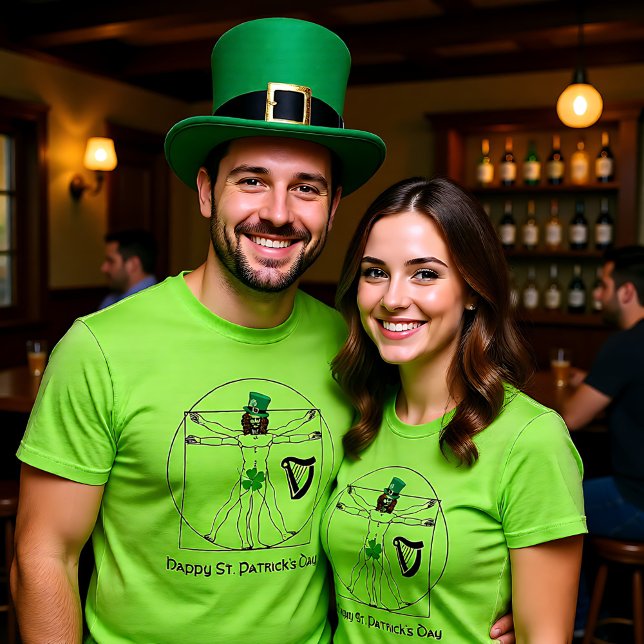 Camiseta Día de San Patricio con un vitruísta irlandés (St. Patrick' Day with Irish Vitruvian man T-Shirt)