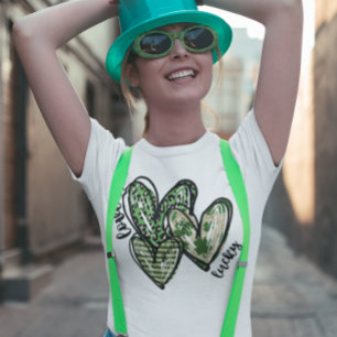 Camiseta Día de San Patricio Corazones Verdes Afortunados
