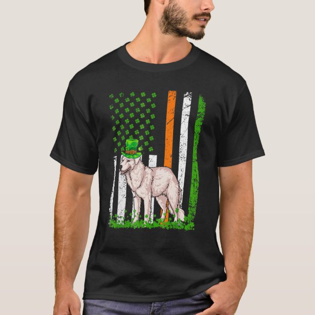 Camiseta Día de San Patricio de la Bandera Americana Kuvasz (Anverso)