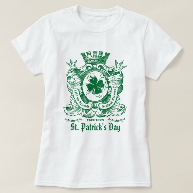 Camiseta Día de San Patricio del Escudo del Escudo de Brazo (Diseño del anverso)