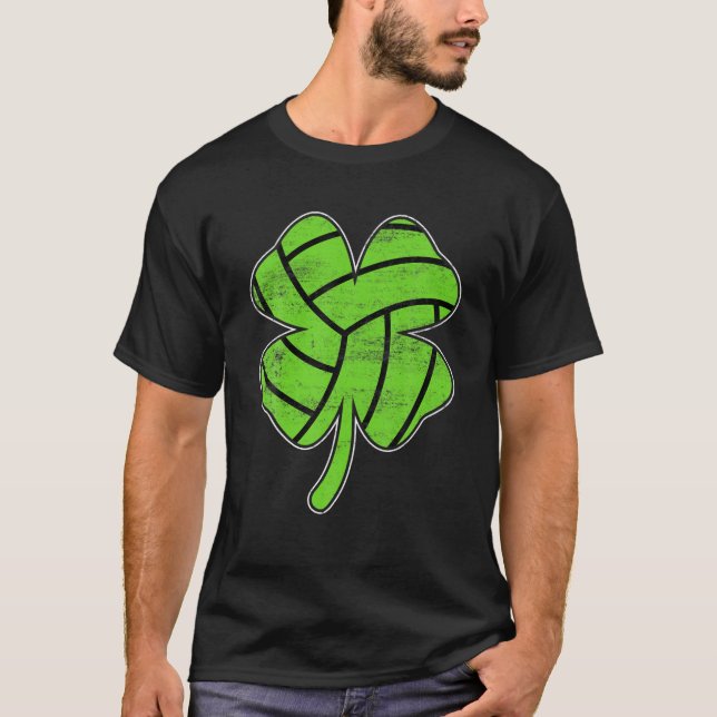 Camiseta Día de San Patricio del Voleibol Retro Shamrock (Anverso)