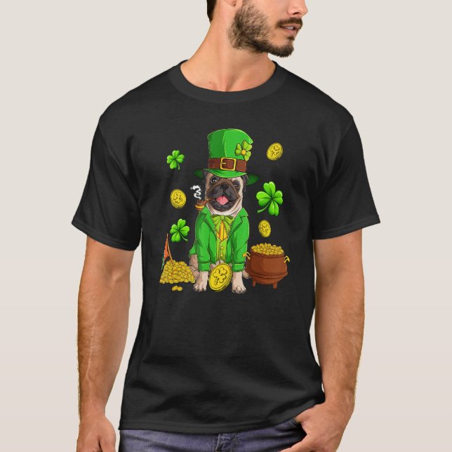 Camiseta Día de San Patricio Día de Pug Perros Irlandeses D (Anverso)