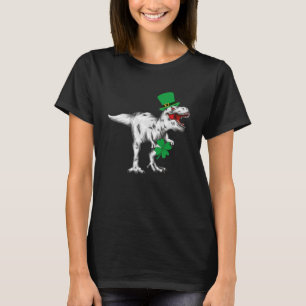 Camiseta Día de San Patricio Dinosaurio Rex Cuatro hojas C