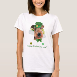 Camiseta Día de San Patricio divertido Airedale Terrier de 