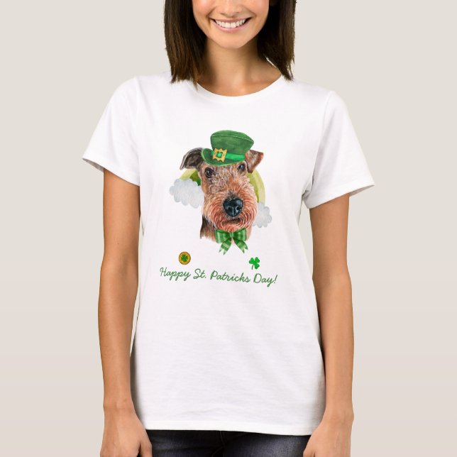 Camiseta Día de San Patricio divertido Airedale Terrier de  (Anverso)