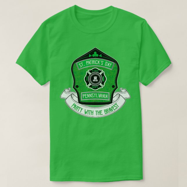 Camiseta Día de San Patricio, el bombero Pennsylvania Brave (Diseño del anverso)