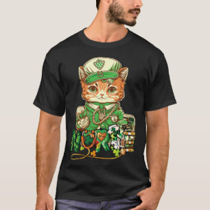 Camiseta Día de San Patricio Enfermera Gato Leprechaun Afor